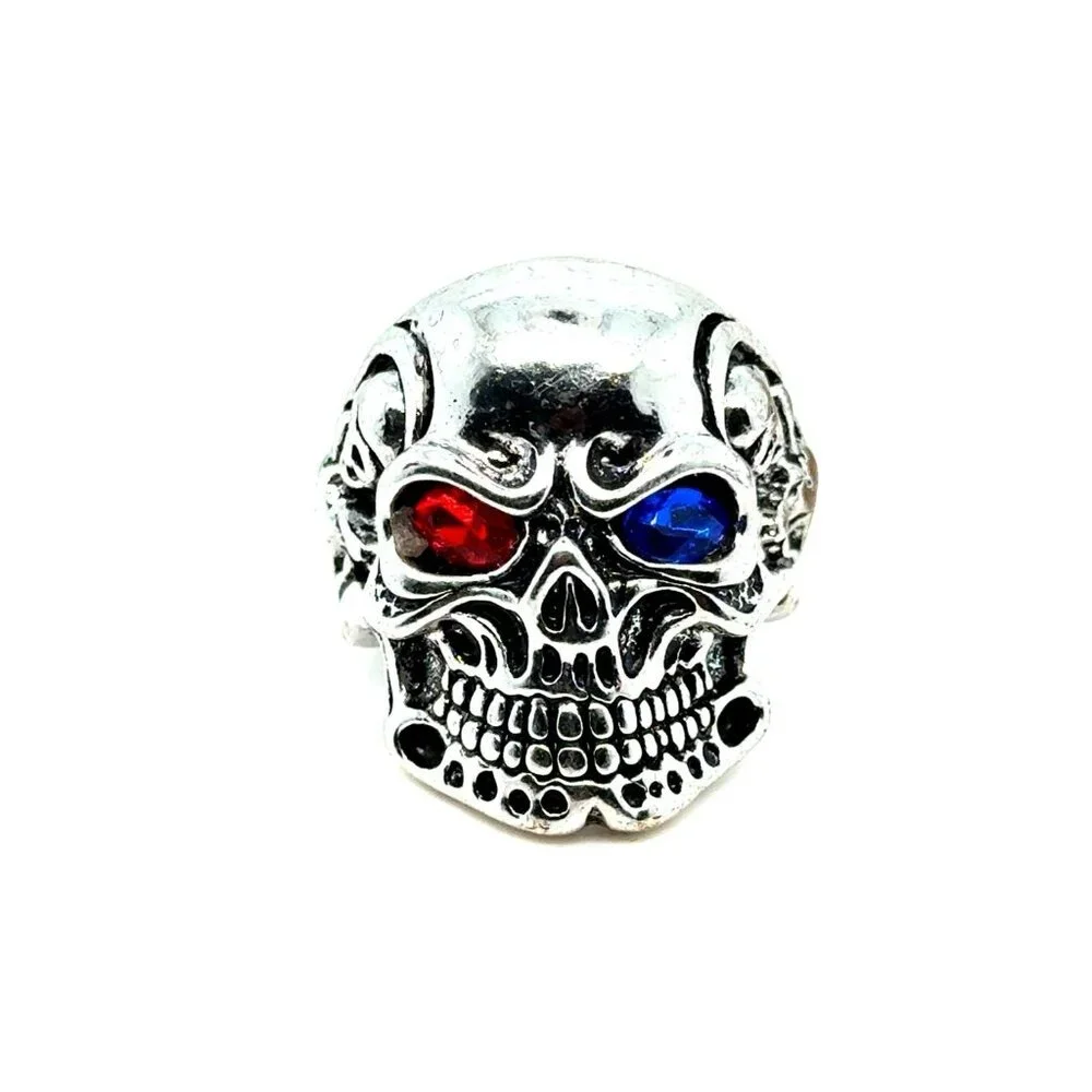 Red & Blue Eye‎ Skull Ring